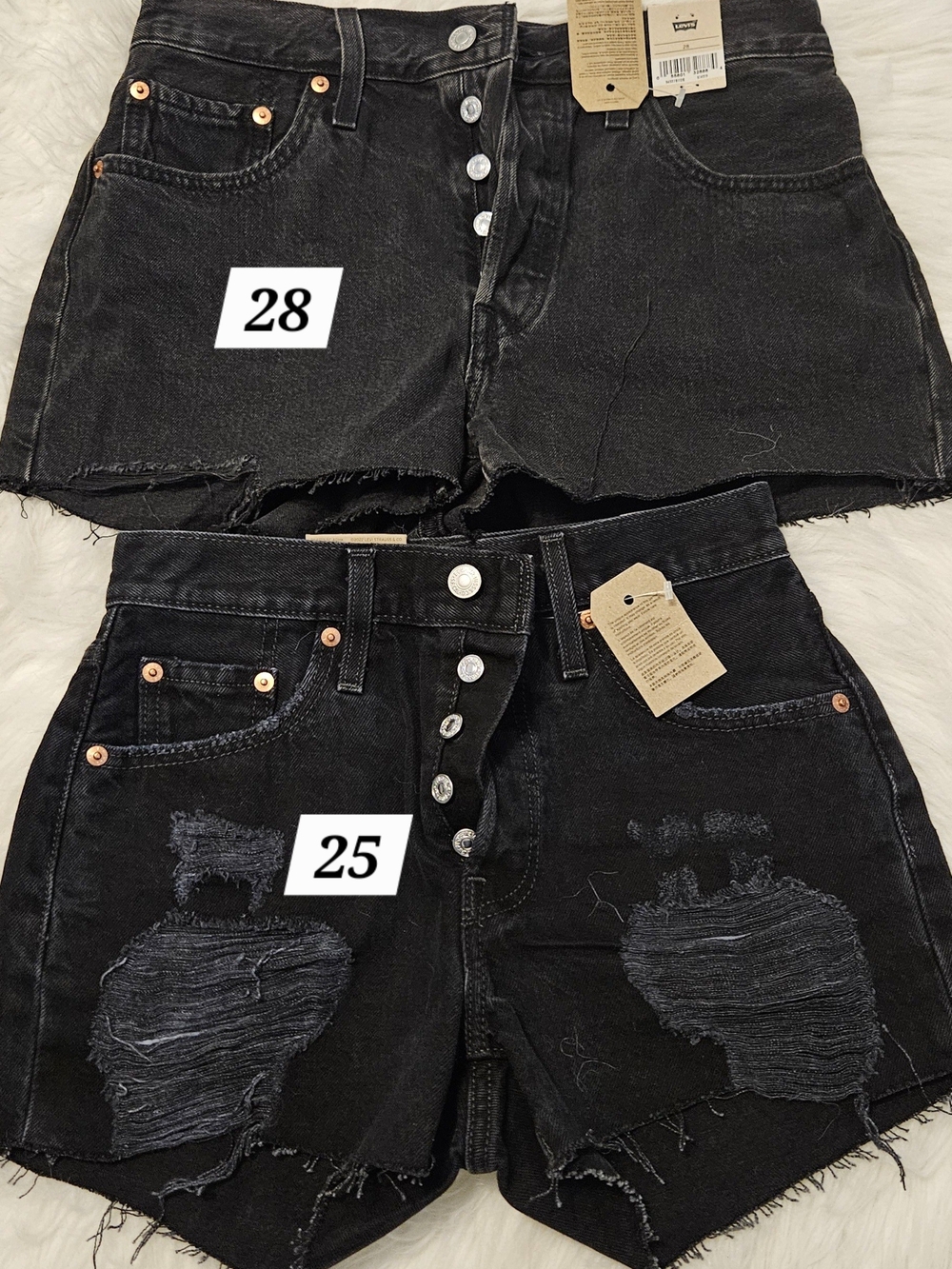 Levi's Black Distressed High-Waist Jean Shorts